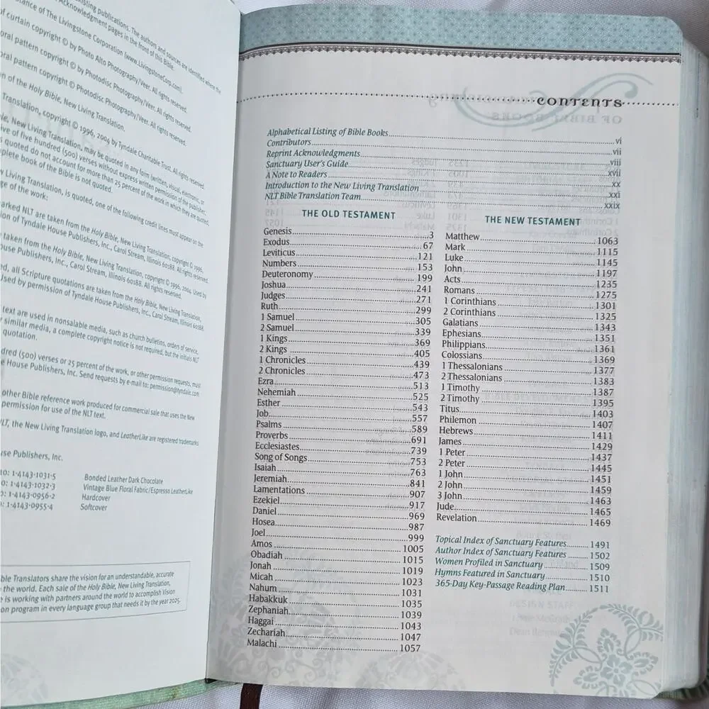 Tyndale Sanctuary Devotional Bible for Women NLT Second Edition Hardcover 2006